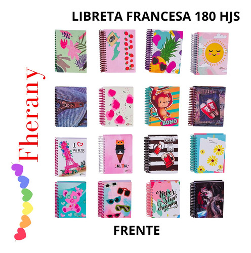 Libreta Fherany Forma Francesa, 180 Hojas! 2pzs