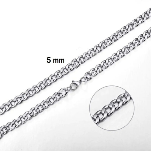 Imagen 2 de 5 de Collar Cadena Hombre Acero Inoxidable Grumet 56cm X 5mm