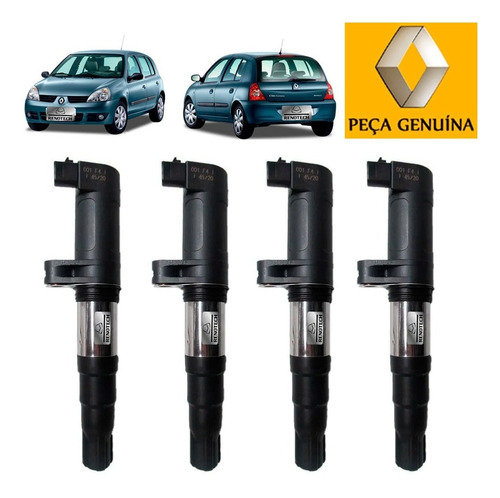 Kit Com 4 Bobinas De Ignicao Clio Ii  1.6 16v K4m 