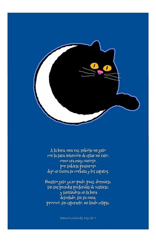 Afiche Gato Luna / Impresión De Lujo / No Incluye Marco