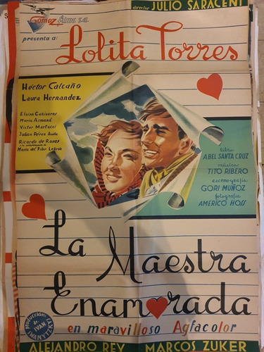1 Antiguo Afiche De Cine Original-la Maestra Enamorda 590