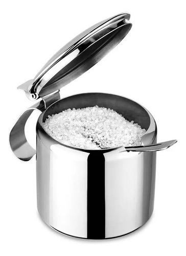 Açucareiro Em Aço Inox 300ml C/ Colher Porta Açúcar Up Home