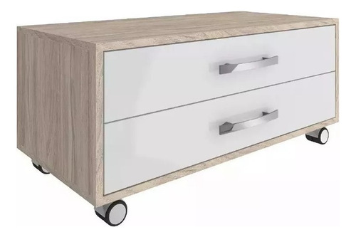 Gaveteiro Balcão C/ 2 Gavetas Rodinhas Rodízios 60cm