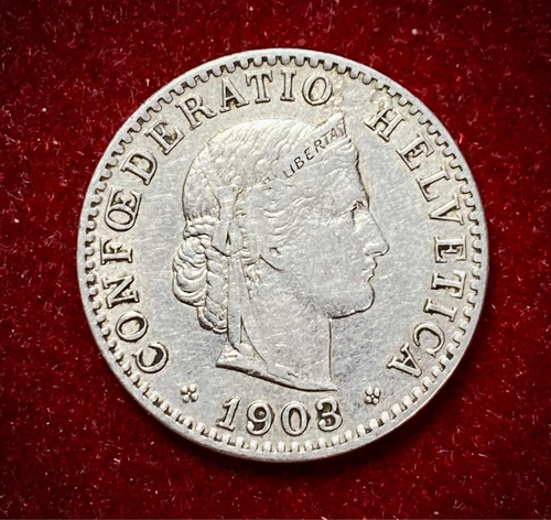 Moneda 20 Rappen Suiza 1903 Km 29