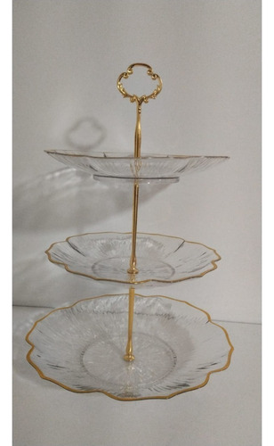 Suporte Porta Doces E Balas Com Piruliteiro 3 Andares Ouro