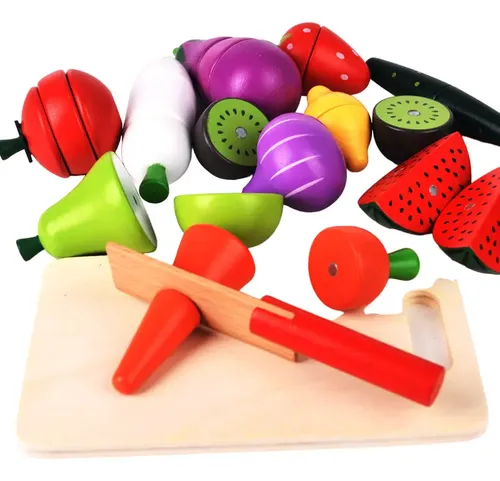 Set De 66 Piezas De Frutas Y Verduras Para Cortar – Juego De Cocina Con Cesta, Cuchillos Y Tabla – Juguete Educativo Montessori Para Niños De 2 A 5 Años
