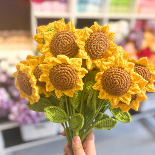 Flor Tejida A Mano Hojas Arreglo Floral Novia Regalo Para