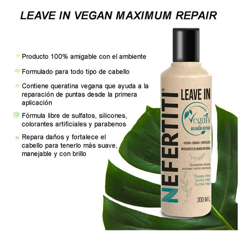 Leave In Vegan Maximum Repair Nefertiti Repara Sin Enjuague