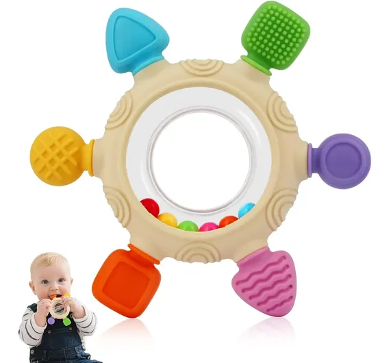 Chocalho Mordedor Bebê Infantil Massageador Silicone Diversos Mordedor Infantil Brinquedo Chocalho