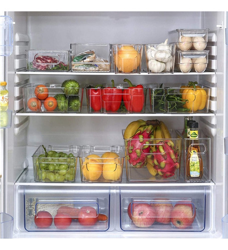 3 Pz Caja Almacenamiento Organizador Refrigerador Contenedor Color Transparente