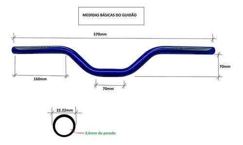 Imagem 2 de 2 de Guidão Bicicleta Cruiser Pró Dh 22.2x570mm Pintado Vermelho