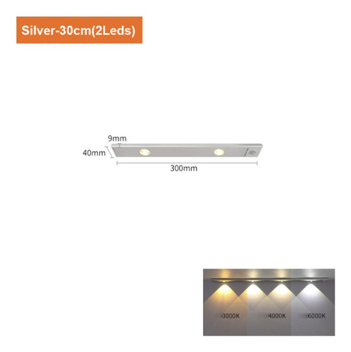 Luz Led Plegable 3 Tonos Escritorio Mesa Usb Cocina 30 Cm Estructura Plateado