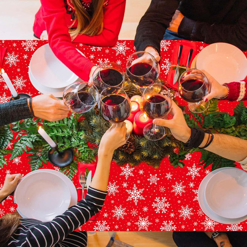 Mantel Con Diseño De Copo De Nieve Para Fiesta De Navidad, P