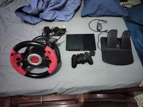 Ps2 + Volante Y Acelerador + Un Control + Cables