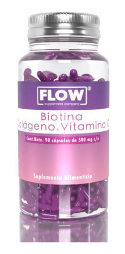 Biotina Colágeno Vitamina C 90 Cápsulas Flow 500mg Premium