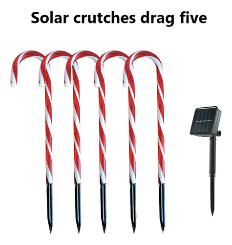 4pzs Navidad 1 Tow 5 Candy Cane Solar Lights