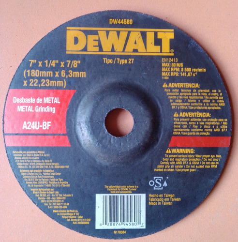 Disco Dewalt De 7 X 1/4 X 7/8 Para Metal
