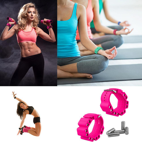 2 Piezas Pesas Ajustables Para La Muñeca Para Ejercicio Rosa