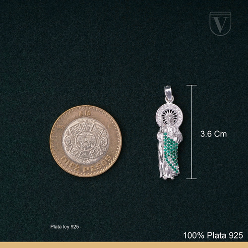 Dije Medalla San Judas Tadeo De Plata Ley 925 Con Zirconias Color Plateado