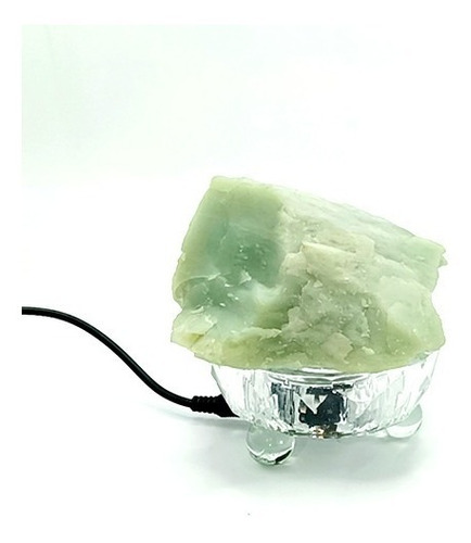Piedra Jade Chino Original+base De Cristal Iluminado Led