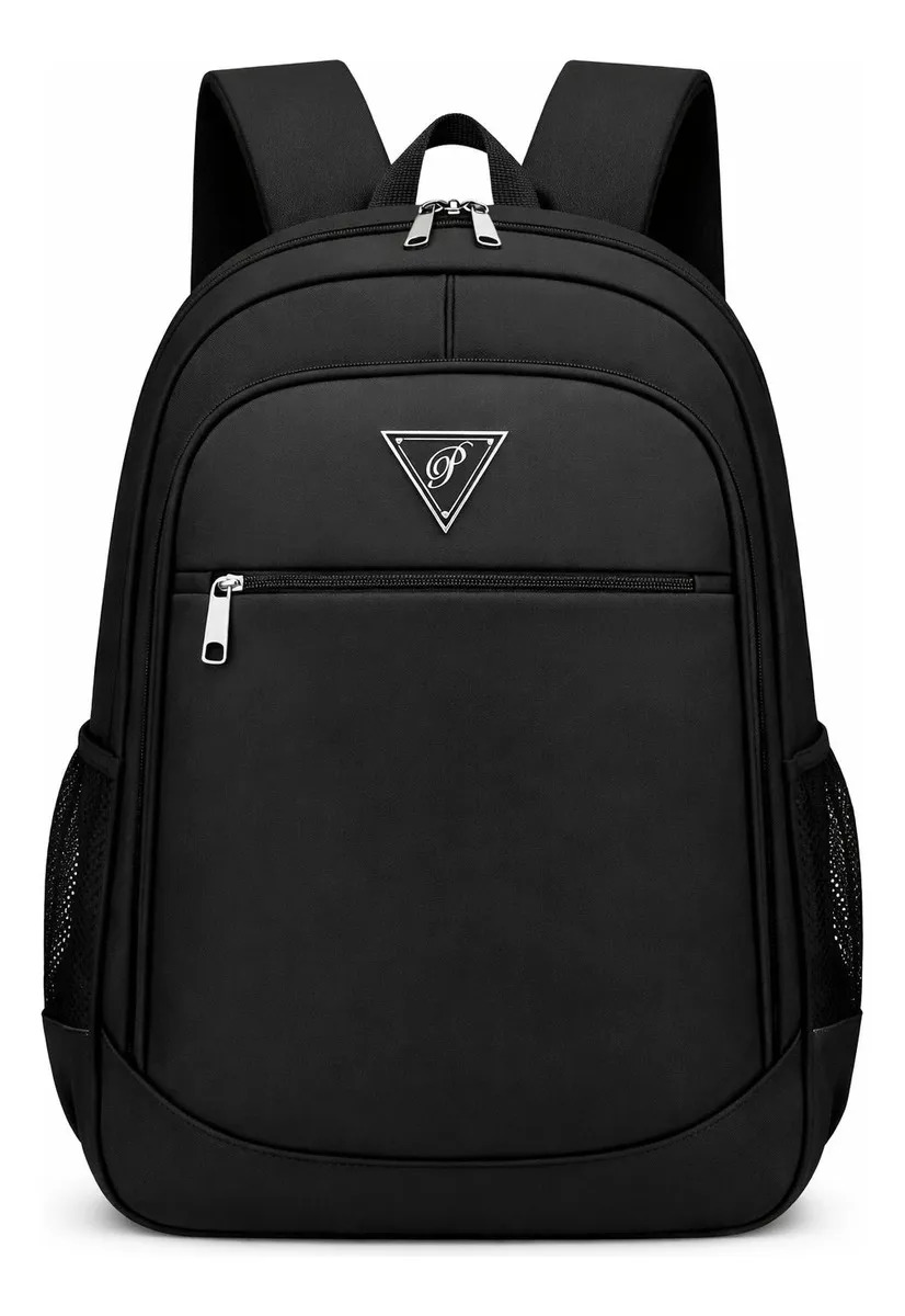Mochila Masculina Bolsa Impermeável Faculdade Alça Reforçada Preto Liso