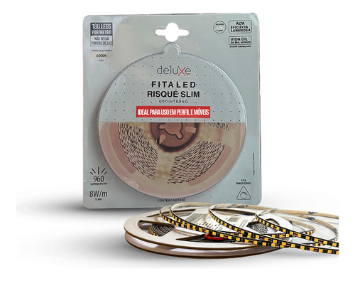 Fita Led Risque Ultra Fina 3mm 8w 6500k 5m 12v Pr Deluxe Luz Branco-frio Tensão De Operação 8w/m 24v
