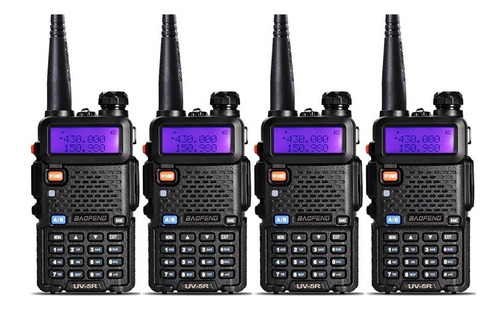Imagem 1 de 4 de Kit 4 Radio Comunicador Walk Talk Baofeng Dual Band Uv5r