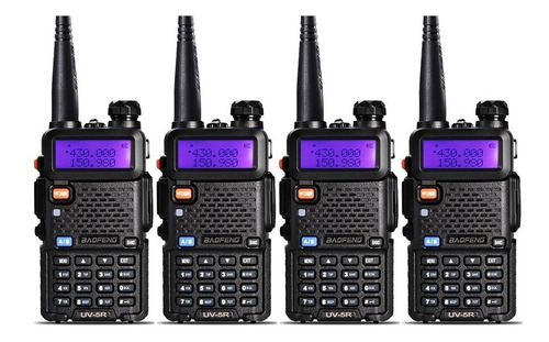 Kit 4 Radio Comunicador Walk Talk Baofeng Dual Band Uv5r