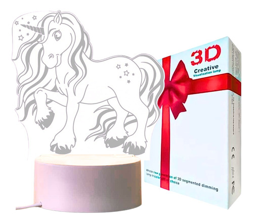 Lámpara 3d Diseño Unicornio Creativo Decoración Atractiva