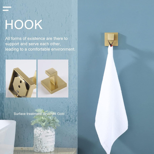 Toallero Dorado De 4 Piezas, Accesorios De Baño, Soporte Par