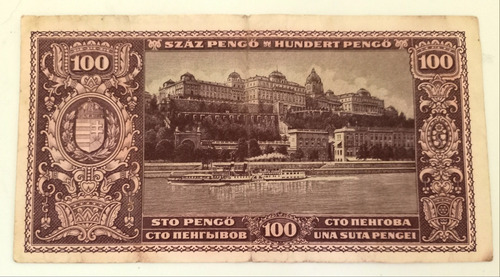 Billete Hungria 100 Pengo 1945 Budapest (Usado)