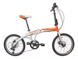 Bicicleta Benotto Plegable Athens R20 7v freno v-brakes color plata/naranja