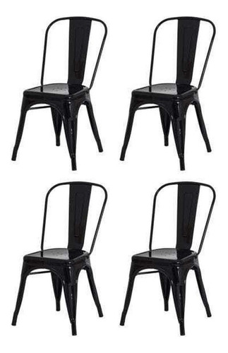 Kit 4 Cadeiras Tolix Iron Design Preta
