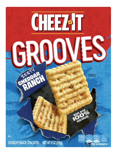Cheez-it Grooves Zesty Cheddar Ranch Cheese, Snacks 9 Oz