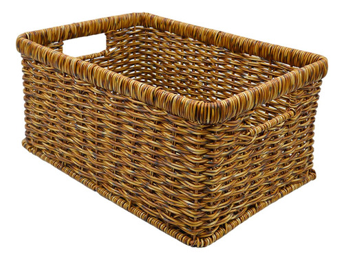 Cesta De Almacenamiento De Ratán Cesta De Oscuro 34x24x14cm