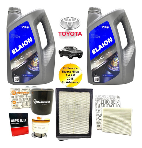 Kit 4 Filtros Toyota Hilux Td 2.8 2.4 +8l Aceite Elaion F30