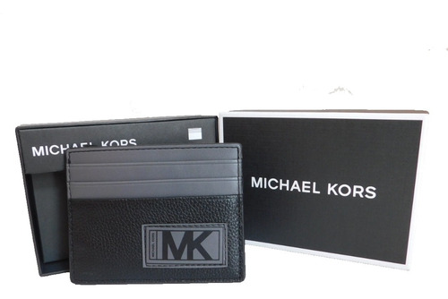 Tarjetero Michael Kors Negro Gris Hombre Logo My1l Diseño De La Tela Liso