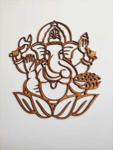 Cuadro Decorativo Mandala Ganesha Elefante Dios Hindú 30cm