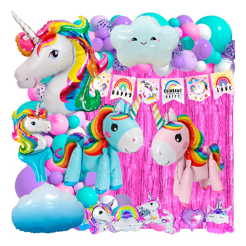 50 Art Unicornio 4d Caminante Candybar Cumple Globo Arcoiris