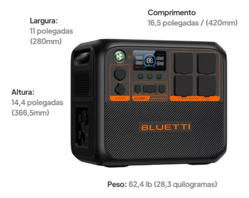 Bluetti AC200PL 2304wh Estação De Energia Gerador Bateria Solar 2400w Tomada BR 110v