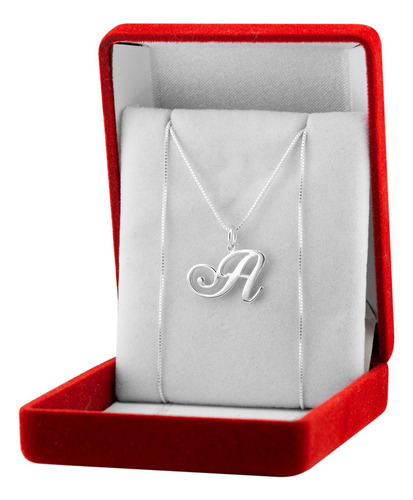 Conjunto Cadena Con Dije Inicial / Letra Plata 925 Cursiva