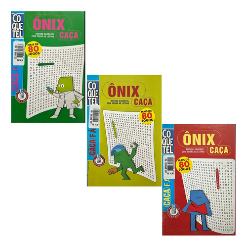 Kit 3 Livros Caça Palavra Ônix Coquetel (144 Páginas Cada)