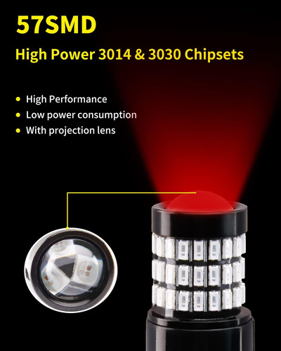 Mealam Brilliant Red T20 7443 7444 7440 Bombillas Led Con Pr