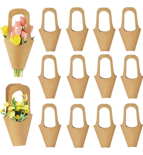 30 Bolsas De Regalo De Papel Kraft Para Envolver Flores