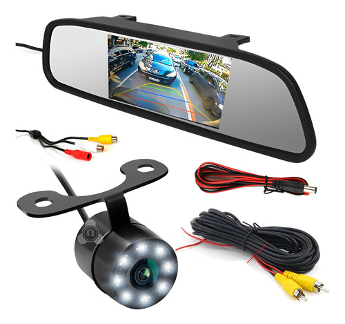 Câmera De Ré Automotiva Visão Nortuna + Tela Retrovisor Lcd