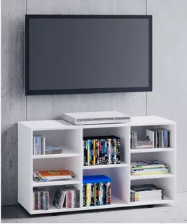 Mesa De Tv Mueble Moderno Rack Led Con Ruedas Melamina 18mm