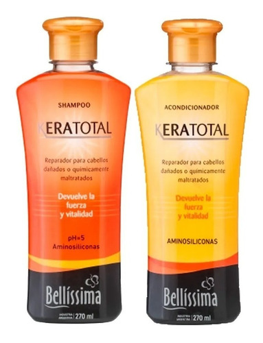 Bellissima Shampoo + Acondiciona Keratotal P/ Dañados  X270