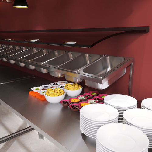 Condimentadora Com Tampa Inox De Mesa Pizzaria 6 Cubas