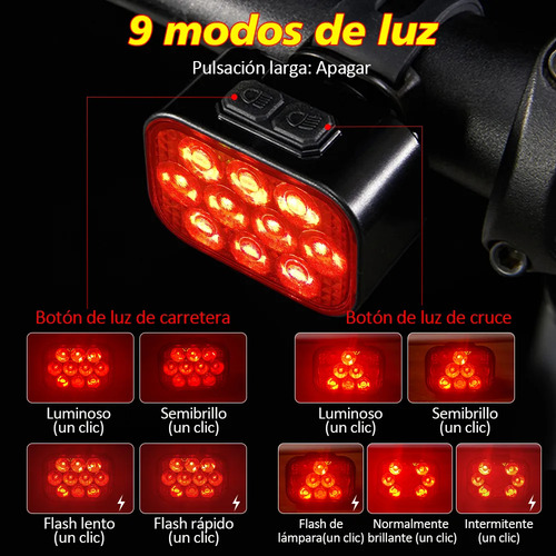 Leyi® Luz Bicicleta Recargable Usb Delantera Y Traser 10+10 Led Lámparas Luz Para Bicicleta Impermeable 8 Modos Lampara Bicicleta Usb Recargable Delantera Y Trasera Linterna Kit Color Negro