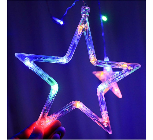 Cortina De Luces Led Estrellas Y Lunas Decorativa Multicolor